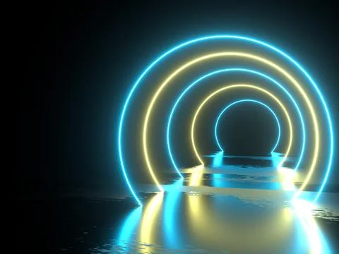 3d render neon arch or tunnel Stock Illustration