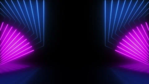3D Render, Neon blue pink laser lines on black background. Seamless loop, 4K Stock Footage 243399560