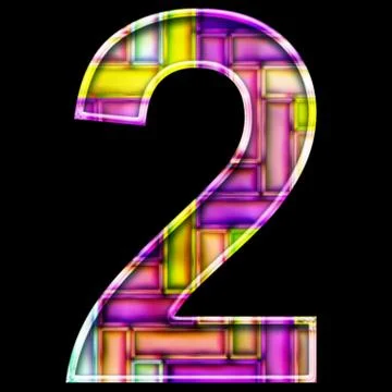 3D render of neon bricks number Stock Illustration