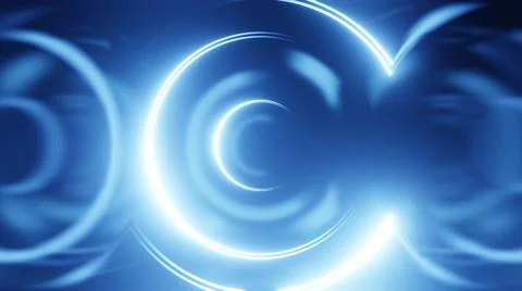3D render neon circle. Blue neon circles abstract futuristic hi-tech backgrou イラスト素材