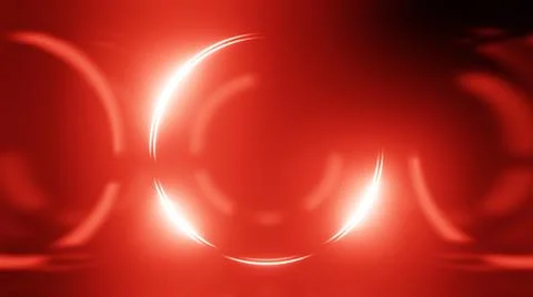 3D render neon circle. Red neon circles abstract futuristic hi-tech backgroun イラスト素材