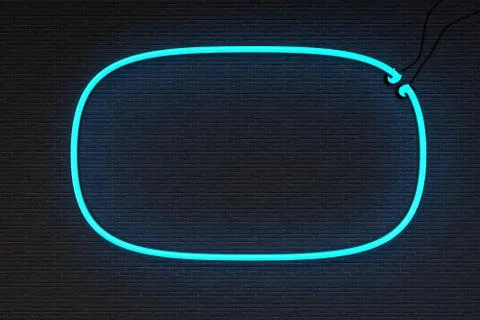 3d render neon frame isolated on black brick wall background Stock Illustration