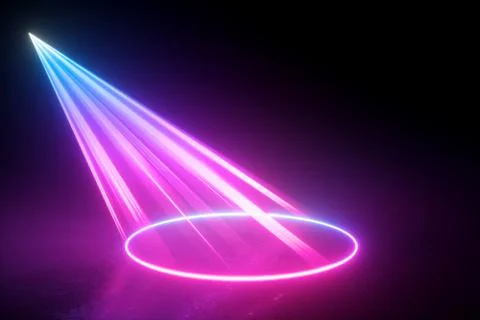 3d render, neon light abstract background, blue pink laser rays in the dark, Stock Illustration