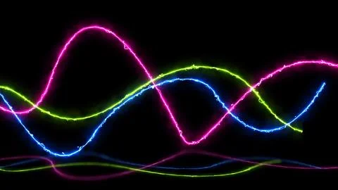 3d render neon light laser show. impulse, chart, ultraviolet spectrum, puls.. 스톡 일러스트