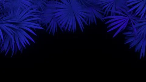 3d render of neon palm leaves on black background. Banner design. Retrowave Stock Illustration