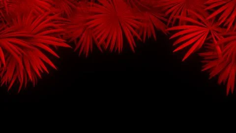 3d render of neon palm leaves on black background. Banner design. Retrowave Stock Illustration