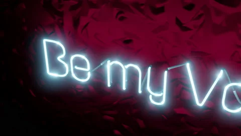3d render neon sign Be My Valentine animation Stock Footage 169568191