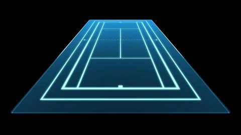 3D Render of Neon Style Blue Tennis Court Field Illustrazione stock