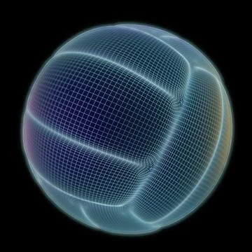 3D Render of Neon Styled Blue Volleyball Ball Stock Illustration