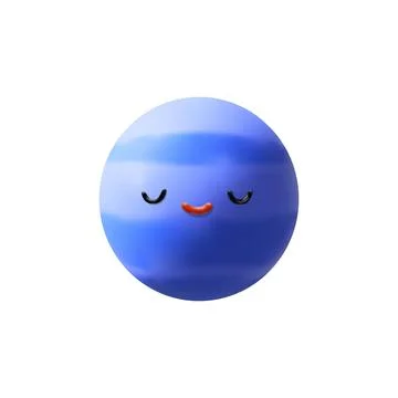 3D render Neptune emoticon planet Stock Illustration