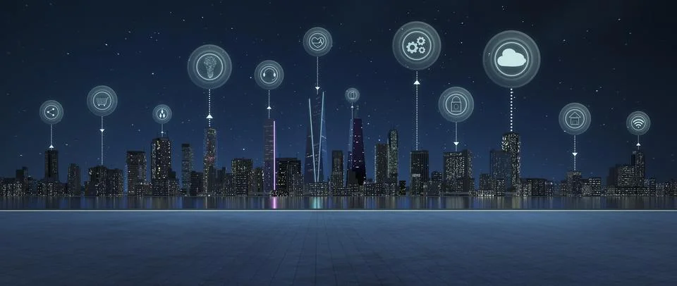 3d render Networks and augmented reality concept Stock Illustration