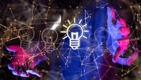 3D render of a Neural network. Big data and cybersecurity with blurred fingers w Stock Photos