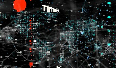 3D render of a neural network in a cyberspace Stock Illustration