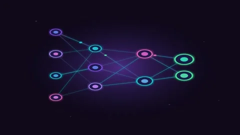 3D render of neural network nodes creating artificial intelligence background Stock Footage 334940368