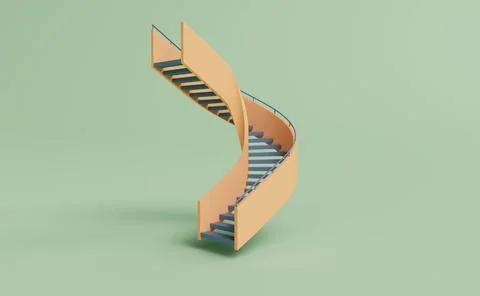 3d Render New Orleans color Stairs on Pixie Green Background 스톡 일러스트