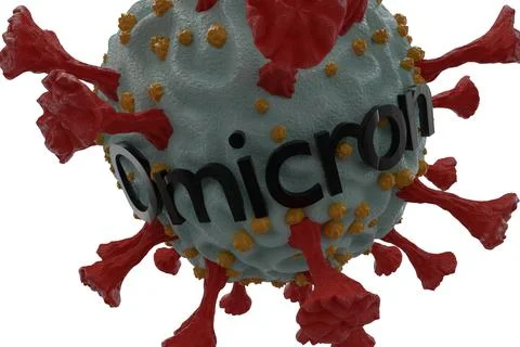 3D render of a new strain of coronavirus. Omicron variant of COVID. New strain イラスト素材