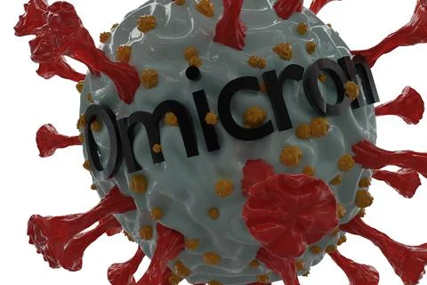 3D render of a new strain of coronavirus. Omicron variant of COVID. New strain Illustrazione stock