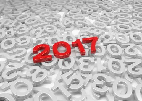 3d render - New Year 2017 and past years - Red Stock Illustration