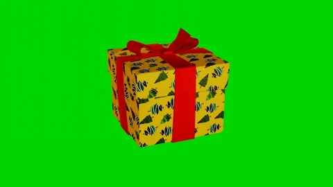 3d render of New Year's gift model rotating on green screen Stock Footage 242593268