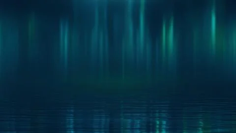 3d render Night aurora borealis over the water against the background of the Stock Illustration