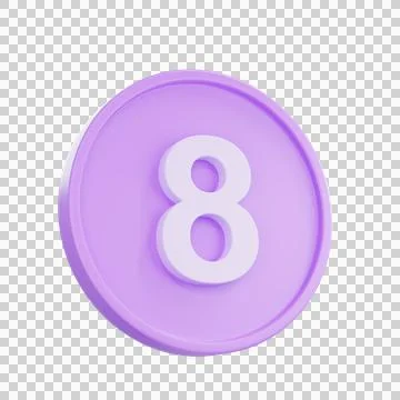 3D render Notice buttons with the number 8 icon isolated for social media r.. Stock Illustration