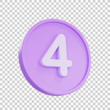 3D render Notice buttons with the number 4 icon isolated for social media r.. Stock Illustration