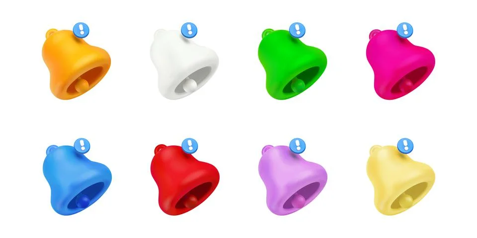 3d render notification bells, color unread message Stock Illustration