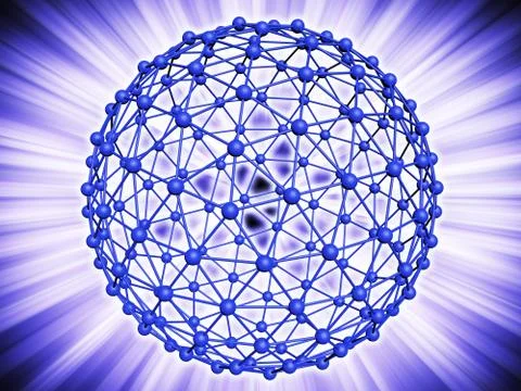 3D render Nucleus of Atom Nuclear explode ray radiation light science abstr.. Stock Illustration