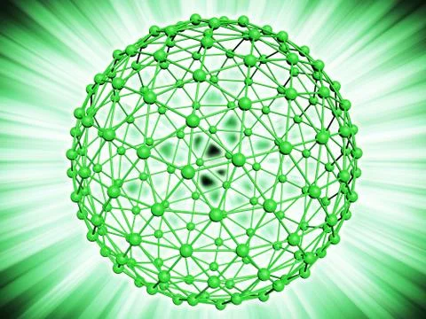 3D render Nucleus of Atom Nuclear explode ray radiation light science abstr.. Stock Illustration