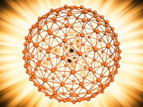 3D render Nucleus of Atom Nuclear explode ray radiation light science abstr.. Stock Illustration