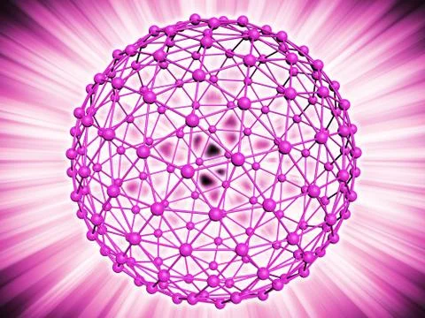 3D render Nucleus of Atom Nuclear explode ray radiation light science abstr.. Stock Illustration