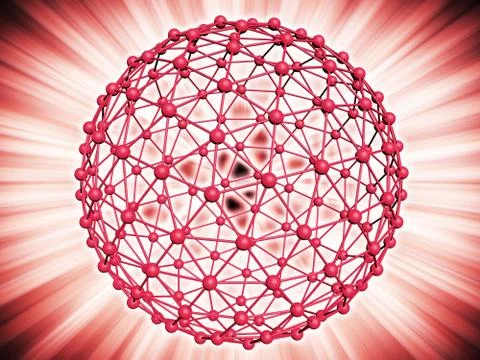 3D render Nucleus of Atom Nuclear explode ray radiation light science abstr.. Stock Illustration