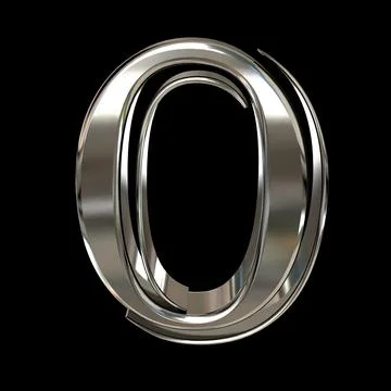 3d render of number 0 made of silver on a black background Stock-Illustration