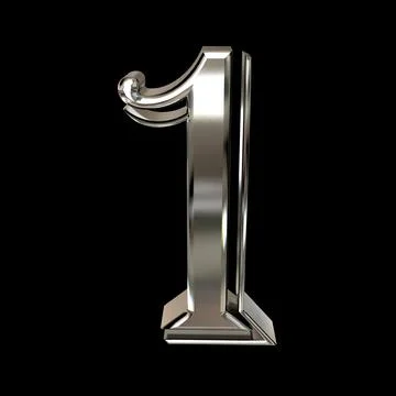 3d render of number 1 made of silver on a black background Stock Illustration