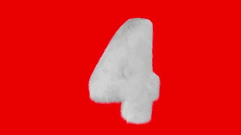 3d render of the number 4 from white fur. Stock Footage 151108052
