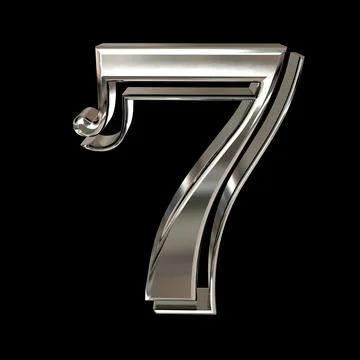 3d render of number 7 made of silver on a black background Stock Illustration
