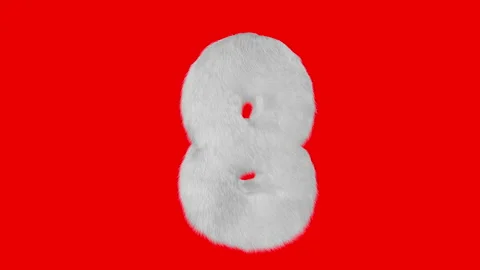 3d render of the number 8 from white fur. Stock Footage 151108392