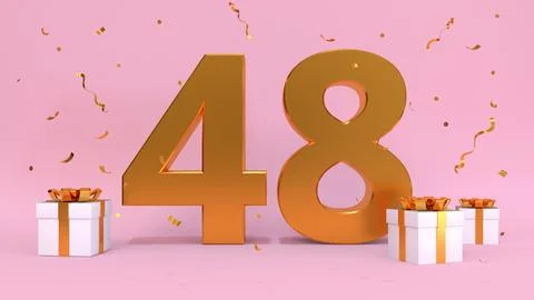 3D render number of Happy Birthday forty-eight years. Anniversary of the birt Stock Illustration