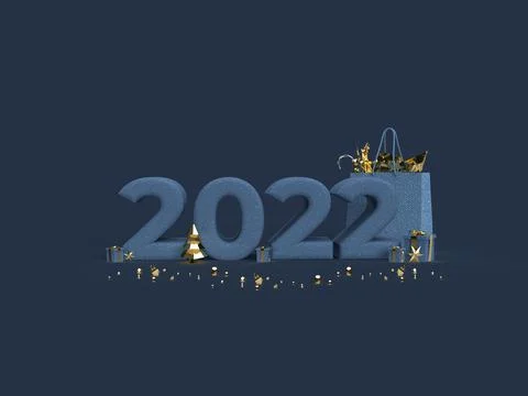 3d render of numbers 2022 Cozy fabric material. Happy new year at home. Crys 写真素材