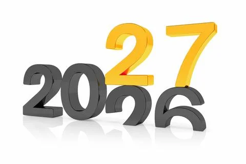 3d render of the numbers 2027 and 26 in black and gold. Stock Illustration