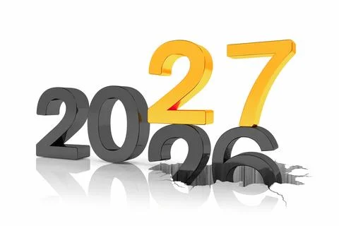 3d render of the numbers 2027 and 26 in black and gold. Stock Illustration