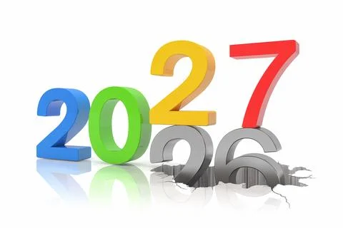 3d render of the numbers 2027 and 26 in colorful. Stock Illustration