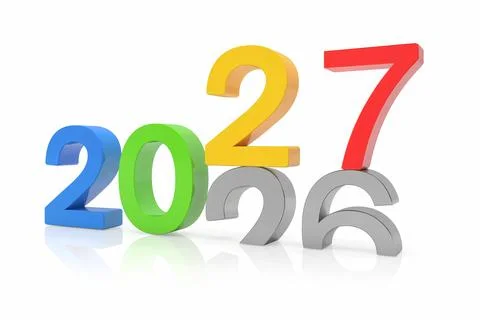 3d render of the numbers 2027 and 26 in colorful. Stock Illustration