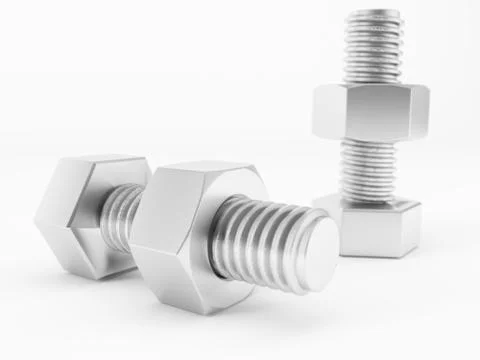 3d render of nut and bolt Stock Illustration