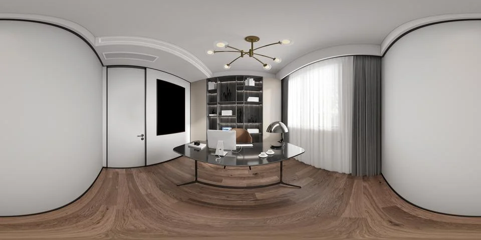 3D Render of Office, 360 degree view Working Space Illustrazione stock