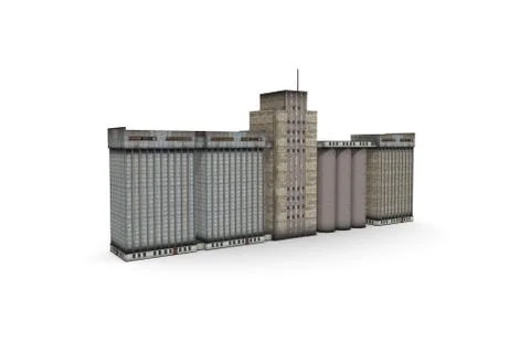 3D Render of an office building on a white background. Model isolate Ilustración de archivo