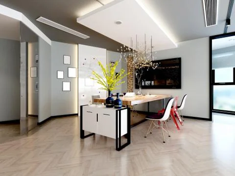 3D Render of Office, Working Space Illustrazione stock