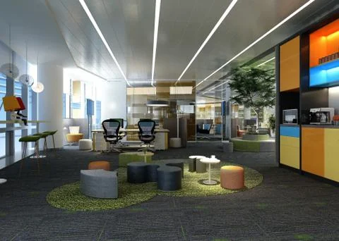 3D Render of Office, Working Space Illustrazione stock