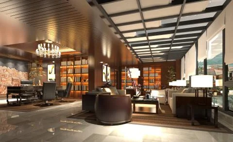 3D Render of Office, Working Space Illustrazione stock
