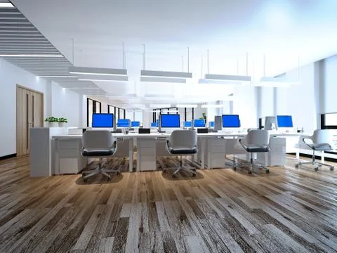 3D Render of Office, Working Space 스톡 일러스트